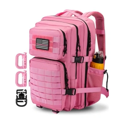 Image of Hannibal Tactical 45L/28L MOLLE Assault Backpack, Backpack Military Army Camping Rucksack with Bottle Holder, Pink, 45L US,