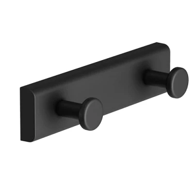 Image of COSMIC Hook Black Matte Dual: Adhesive or Screws Measures 14 x 3.6 3.2 cm