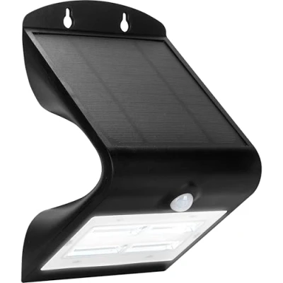 Image of Luceco Solar Guardian Angled Wall Light Outdoor, with PIR Motion Sensor, 3.2 Watts, White Plastic