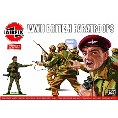 Image of Airfix Model Figures Set A02701V WWII British Paratroops Building Kit Accessories, Plastic Kits for Adults &amp; Children 8+, Includes 14 Unpainted Accessory Dioramas