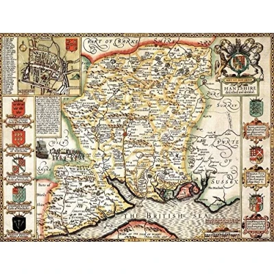 Image of Hampshire Historical Map 1000 Piece Jigsaw Puzzle (1610). Free print!