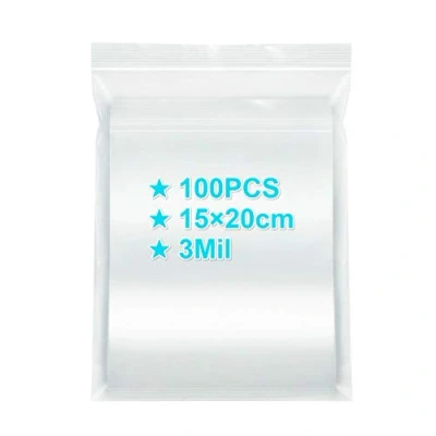 Image of Ziplock Bags 15x20cm, 100PCS, 3 Mil Extra Thick Medium Size Clear Plastic Resealable with Lock Seal Zipper, Storage Pouches Grip for Jewelry Mask Incense Packaging