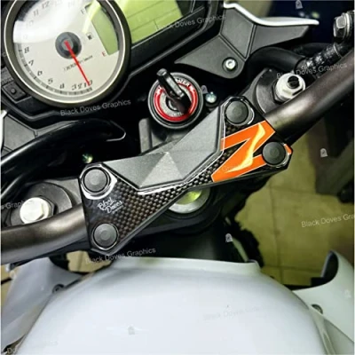 Image of Resin Adhesive Address Plate Protector Compatible with Kawasaki Z750 Z1000 Z 750 1000 (Black Orange)