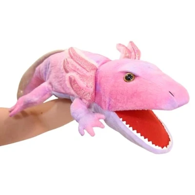 Image of Lilizzhoumax Simulation Axolotl Hand Puppet Plush Toy Stuffed Animal handpuppet Fluffy Cute Role Playing Child Interactive Early Education Toys Home Decoration Gift for Kids