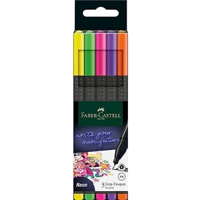 Image of Faber Castell Grip Finepen Neon Pen set of five