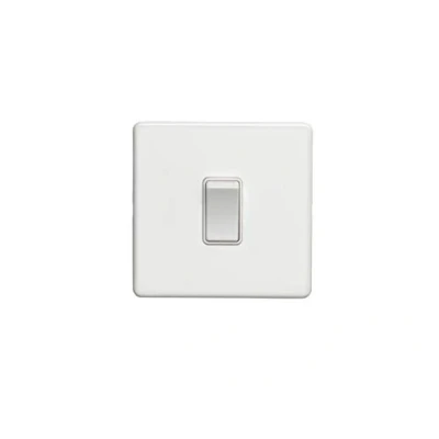 Image of 1 Gang Intermediate Switch Flat Concealed White Plate Rocker