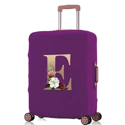 Image of Printed Design Travel Trolley Case Cover Protector Washable Suitcase Luggage Storage Covers for 18 28 inch (purple gold E, M (22 25 Luggage))