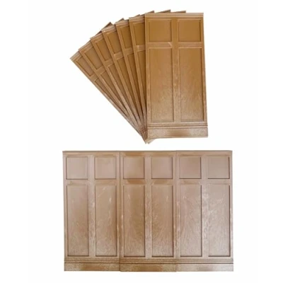 Image of Dolls House Wall Panels, 3/4 Height, 2 Box High Edwardian Style, Pack of 10, 1/12th Scale. (A1020) Free UK Postage (Oak)