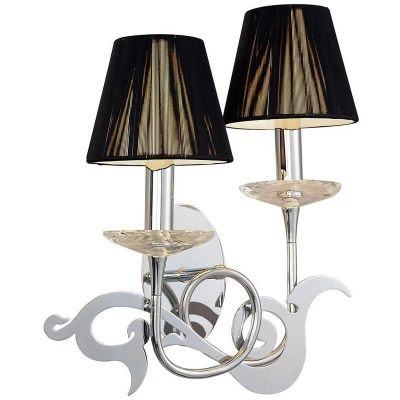 Image of Acanto Wall Lamp 2 Light E14, Polished Chrome With Black Shades