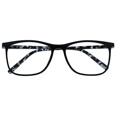 Image of OPULIZE Arc Reading Glasses Stylish Slim Square Frame Spring Hinges Scratch Resistant Black Patterned Arms Mens Womens R66 1 +1.50
