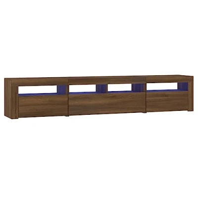 Image of vidaXL TV Cabinet with LED Lights Media Furniture Entertainment Centre Unit HiFi Sideboard Console Brown Oak 210x35x40 cm