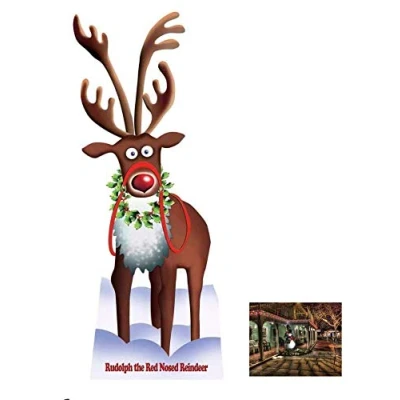 Image of Rudolph The Red Nosed Reindeer Christmas Lifesize Cardboard Cutout / Standee Standup Includes 8x10 (20x25cm) Star Photo