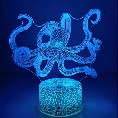 Image of HPBN8 Ltd Creative 3D Octopus Night Light USB Powered Touch Switch Decor Table Desk Lamps 7 Color Changing Lights LED Lamp Xmas Home Love Brithday Children Kids Gift