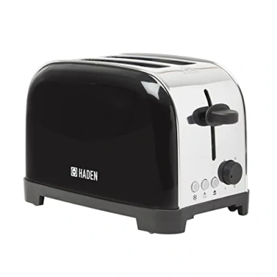 Image of Haden Iver Black Toaster 2 Slice Compact Design with 6 Browning Settings &amp; Anti Jam Function Wide Slot Easy to Clean Removable Crumbs Tray 700W