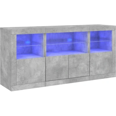 Image of vidaXL Sideboard with Vibrant RGB LED Lights and Ample Storage Space, Made of Resistant Engineered Wood, Concrete Grey, Ideal for Living Room Bedroom