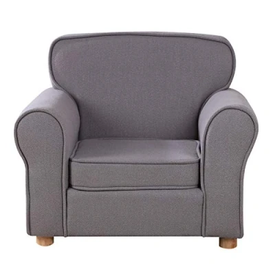 Image of Babyland Big Kids Armchair,Linen Fabric Toddler Sofa Chair with Adjustable Wooden Legs for Children 0 6 Years Old (Gray)