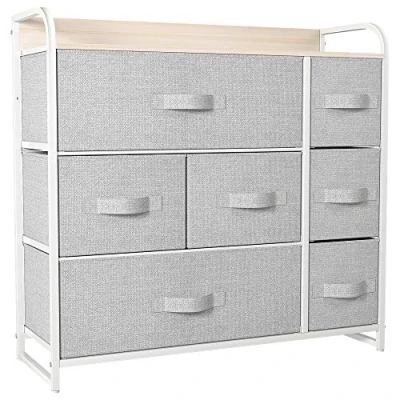 Image of YITAHOME Chest of Drawers, Non Woven Fabric 7 Drawer Storage Organizer Unit for Bedroom Living Room Closet, Sturdy Steel Frame, Easy Pull Bins &amp; Wooden Top, Dresser