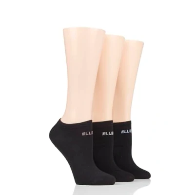 Image of 3 Pair Black Plain Cotton No Show Trainer Socks Ladies 4 8 Elle