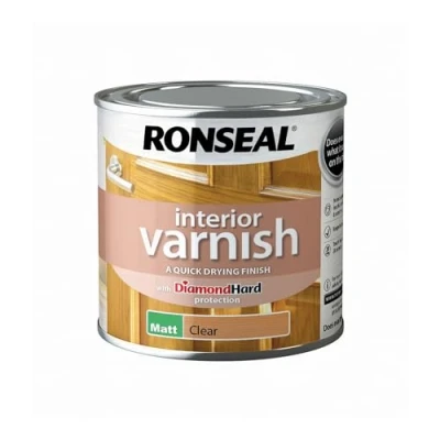 Image of Ronseal RSLIVMCL250 Interior Varnish Quick Dry Matt Clear, 250 ml