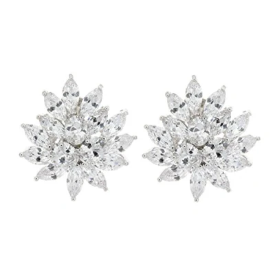 Image of Clip On Earrings Silver Plated With Cubic Zirconia Stones Marge