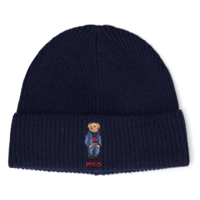 Image of Polo Ralph Lauren Men&#039;s Solid Flag Bear Beanie, Classic Navy, One size
