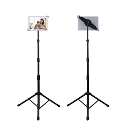 Image of iPad Tripod Stand, Height Adjustable Stand Floor, Tablet Holder with 360 Degree Rotating Mount for Pro12.9, Air and Other device Within 9.5 14.5 Inch