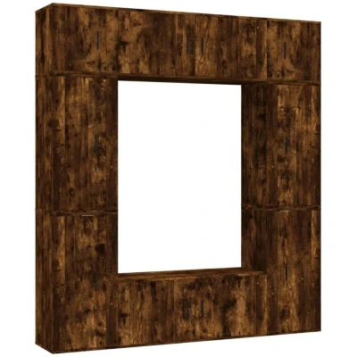 Image of vidaXL 8 Piece TV Cabinet Set Smoked Oak Engineered Wood