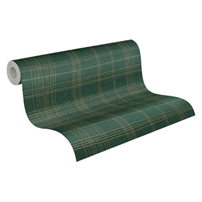 Image of Geometric Wallpaper Metropolitan Stories 2 A.S. Création Non Woven 10.05 m x 0.53 Green Metallic Made in Germany 379193 37919 3
