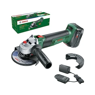 Image of Bosch Home and Garden Cordless Small Angle Grinder UniversalGrind 18V 75 (for Grinding, Cutting, Brushing Sanding of Various Materials;18 Volt System; 115mm Diameter; 1x 4.0Ah Battery Charger)