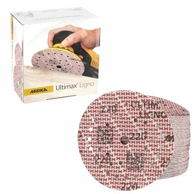 Image of Mirka Ultimax Ligno Ø 125mm sanding discs Hook &amp; LoopMultifit/grit 220/100 pieces/multi perforation/for wooden surfaces