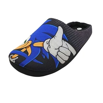 Image of Sonic The Hedgehog, Mens/Older Boys Slippers Black/Blue Size 11