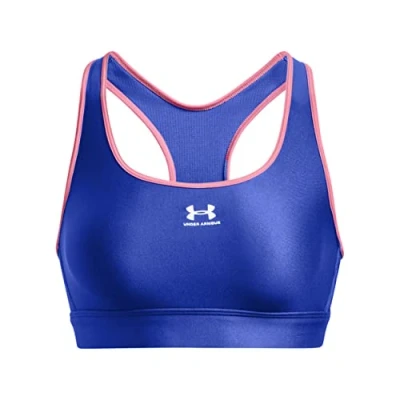 Image of Under Armour Womens HeatGear Mid Padless Sports Bra Blue S