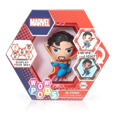 Image of WOW! PODS Marvel Avengers Collection Dr Strange Superhero Light Up Bobble Head Figure Official Collectable Toys &amp; Gifts Number 202 in Series, Blue