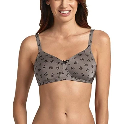 Image of Anita Care 5733X 452 Women&#039;s Miss Ribbon Platinum Black Bow Print Microfiber Padded Non Wired Support Coverage Mastectomy Full Cup Bra 36B