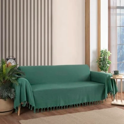 Image of Milam London Sofa Throws Large 3 Seater Extra For Settees Sofas Herringbone Throw 180 x 300 cm Green