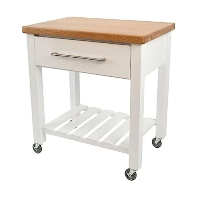 Image of Loft Trolley in White Hevea Oak Top Flat Packed 19340