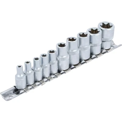 Image of BGS Diy 9548 Socket Set, E Type 6.3 mm (1/4&quot;) / 10 (3/8&quot;) Drive E4 E16 pcs.