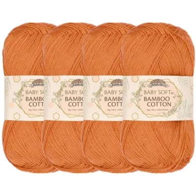 Image of JubileeYarn Baby Soft Bamboo Cotton Yarn 50g/Skein Sepia 4 Skeins