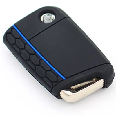 Image of VB Key Case for 3 Buttons Car Silicone Cover Protective (Black Blue)