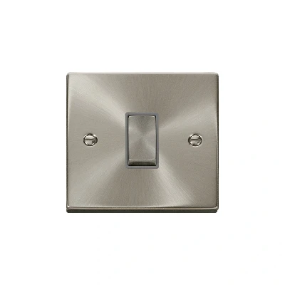 Image of Click Deco 1 Gang 10AX Intermediate Ingot Switch Satin Chrome Grey Inserts