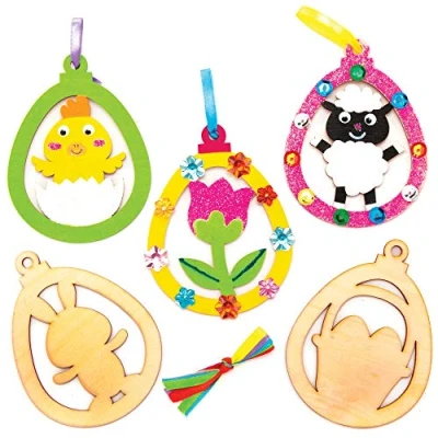 Image of Baker Ross Easter Wooden Decorations Pack of 10, Crafts for Kids (AT457)