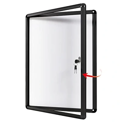 Image of Swansea Enclosed Notice Board Magnetic Bulletin Boards for Office,Black Frame,with Locking Door 26x20inch(4XA4）
