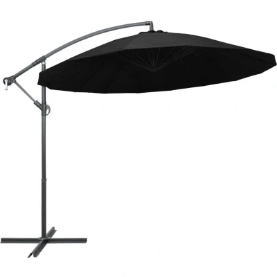 Image of vidaXL Hanging Garden Parasol Black 3 m Aluminium Pole