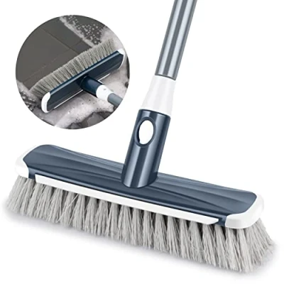 Image of Floor Brush Sweeping Broom Brush, Scrubbing with Long Handle Adjustable 2 in 1 Scrape and Stiff Bristle Cleaning for Deck, Bathroom, Kitchen, Tub, Patio, Tile