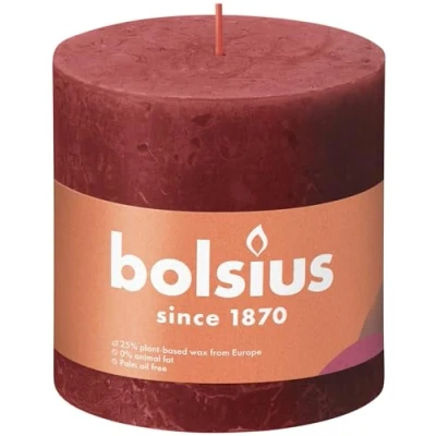Image of Bolsius Pillar Candle Rustic Delicate Red 10 cm / ø