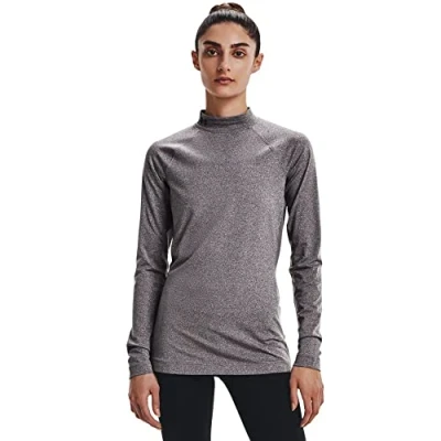 Image of Under Armour Women&#039;s Authentics Mock Neck T Shirt , Charcoal Light Heather (019)/Black, X Small