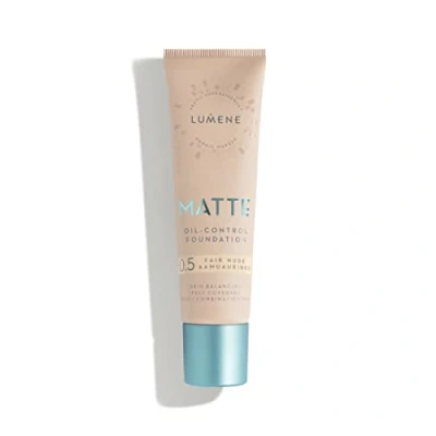 Image of Lumene Matt Control Oil Free Foundation for Oily and Combination Skin Full Coverage with Arctic Cloudberry 30 ml / 1.0 Fl.Oz. (0.5 Fair Nude)