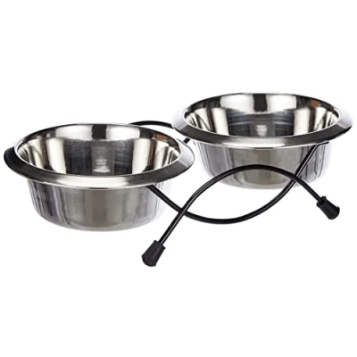 Image of Classic Pet Products Anti Tip Feeder with 2 x 470 ml Stainless Steel Dishes, 5 inch