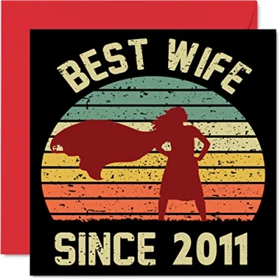 Image of 13th Anniversary Card for Wife from Husband Best Since 2011 I Love You Gifts, Happy Wedding Cards Partner, 145mm x Greeting Thirteenth Anniversaries
