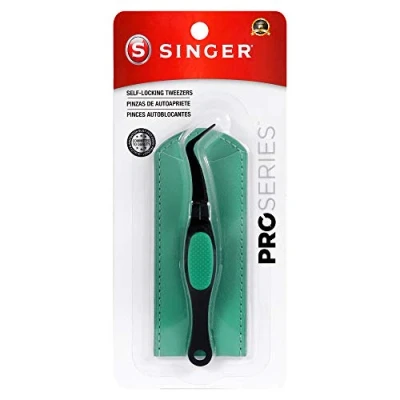 Image of SINGER Self Locking Tweezer with Storage Sleeve, Steel, Pink